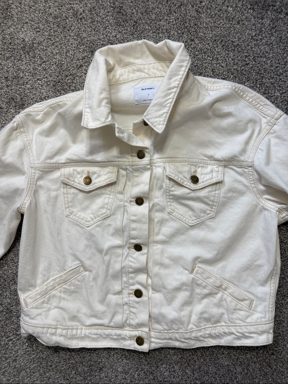 Old Navy Cream Jean Jacket with Button-Front